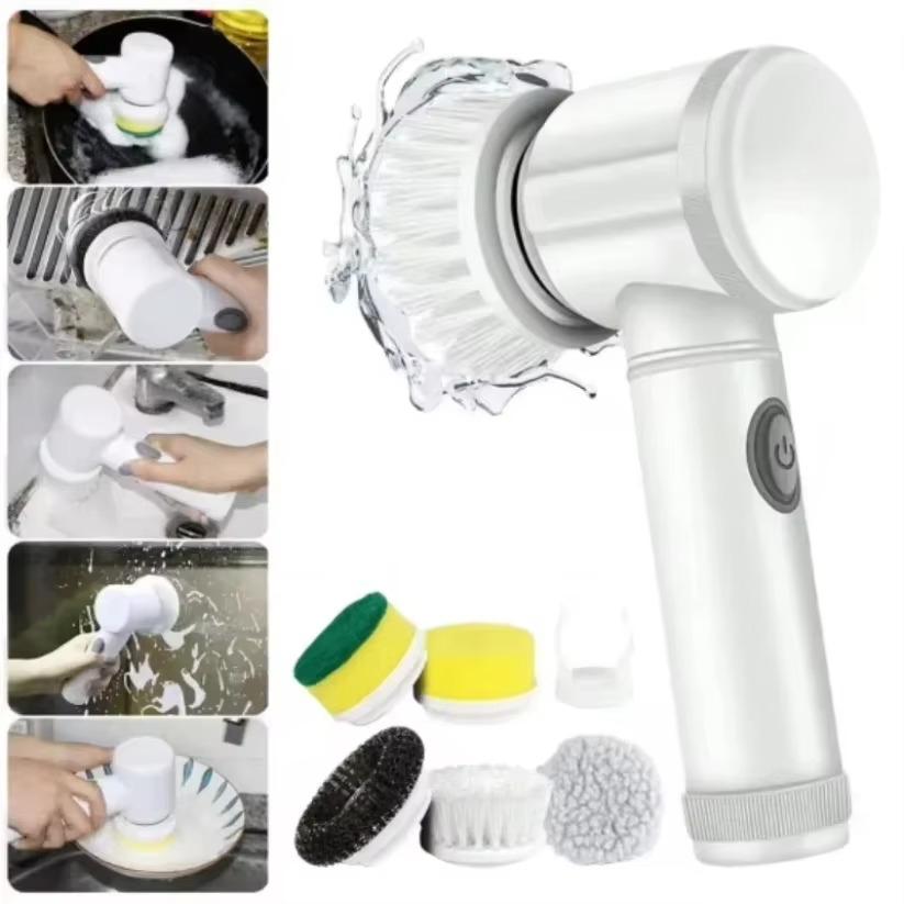 BowLift | Electric Spin Scrubber with 5 Replaceable Brush Heads, Powerful Cordless Bathroom Cleaning Brush