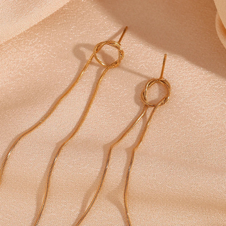 BowLift | 18k Dainty Circle Tassel Earrings