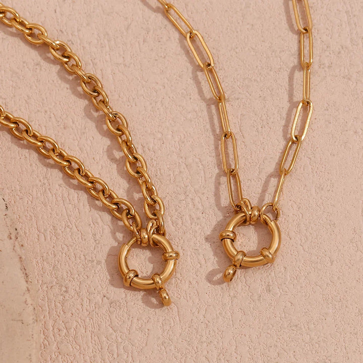 BowLift | 18k Anchor Wheel Clasp Chain Necklaces