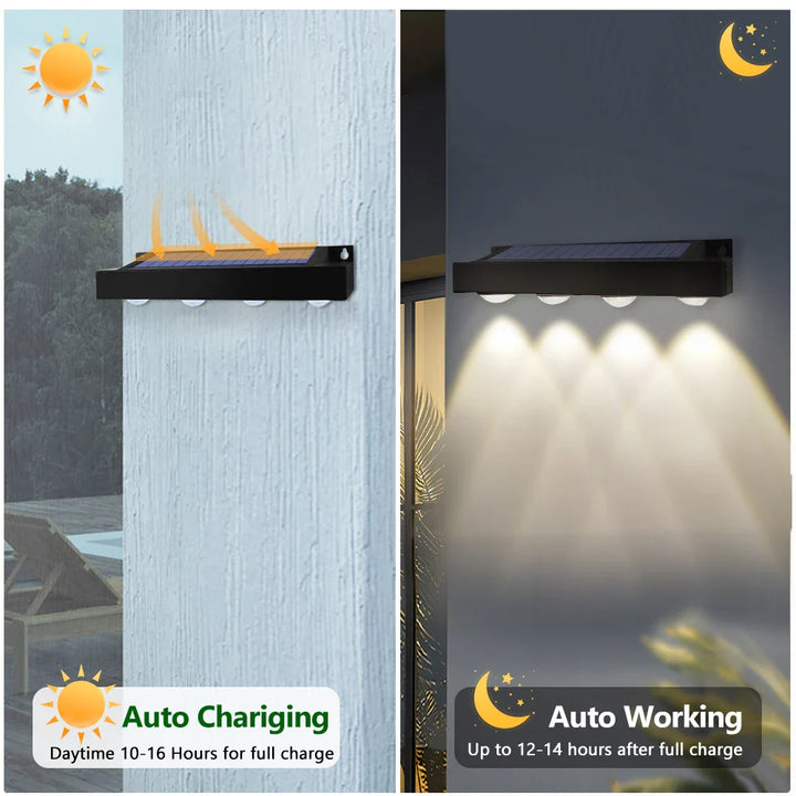 BowLift | Solavera LumiFence Solar Lights | 4-piece Set LED Outdoor Lights | IP54 Weatherproof | Aluminum | For Garden, Fence & Patio