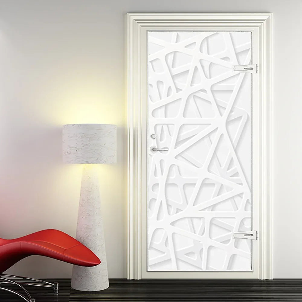Modern Abstract Pearl Geometric Door Sticker Mural Removable PVC Vinyl Peel N Stick Wall Art Mural Decal For Interior Doors Creative DIY Home Decor | Bowlift