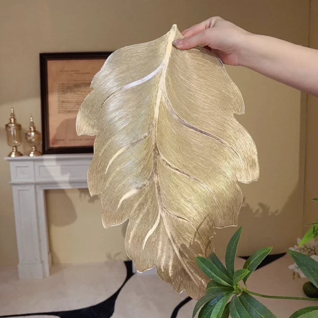 Gold Leaf Shape Decorative Serving Tray | Bowlift
