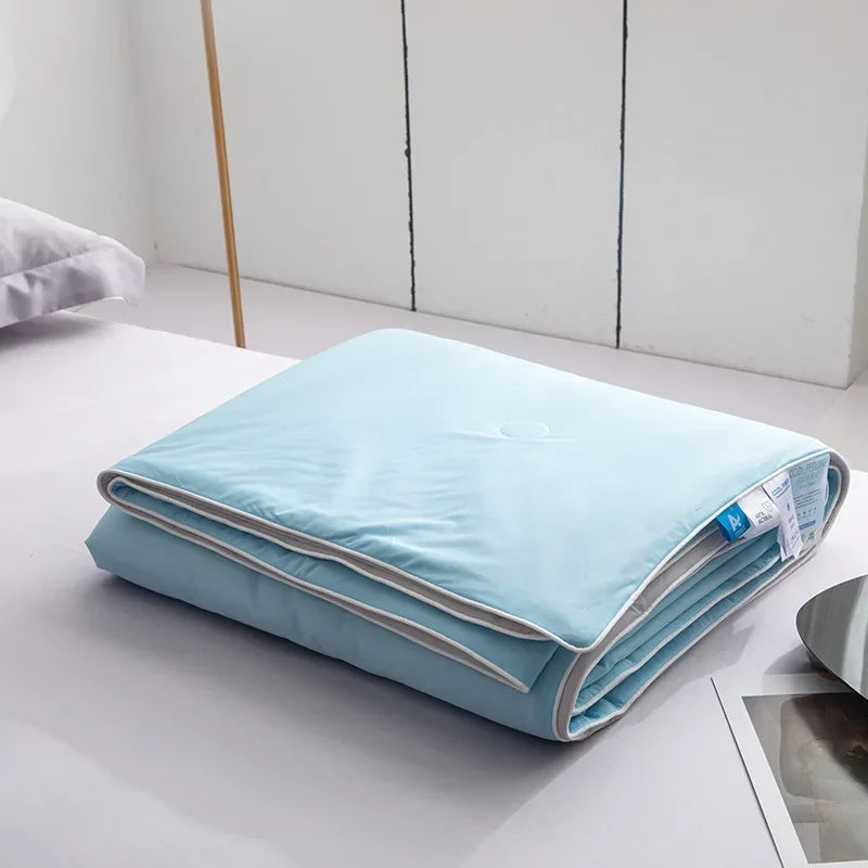 Air Condition Summer Comforter — Pure Color Ice Silk Cooling Blanket, Lightweight & Smooth Twin/King Size Quilt | Bowlift