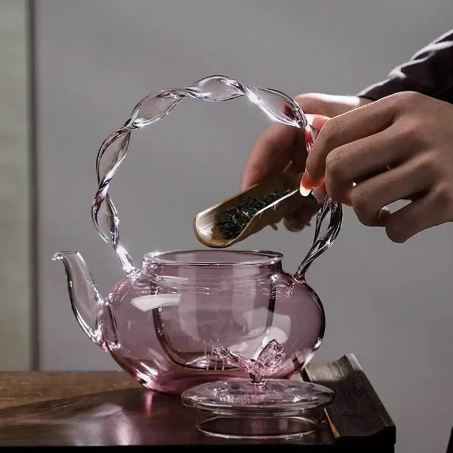 BowLift | Floral Lid Design Tea Infuser Glass Teapot