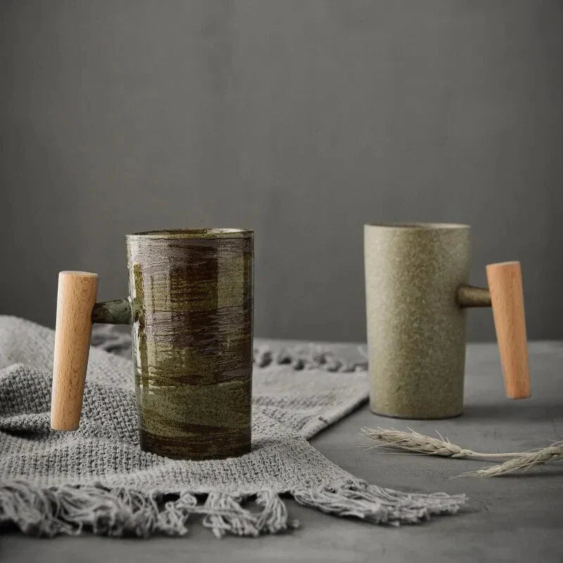 BowLift | Nordic Design Mug – Minimalist Ceramic Mug with Wooden Handle