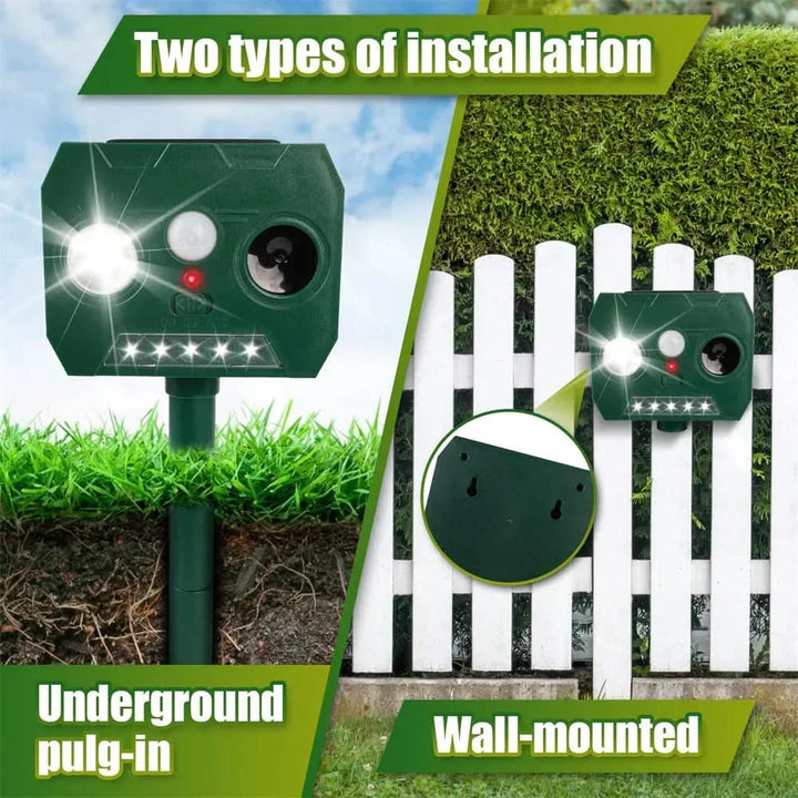 BowLift | ULTRAGUARD ANIMAL REPELLER – Ultrasonic Animal Repeller with LED Light – Weatherproof & Battery Operated for Garden & Outdoor Use