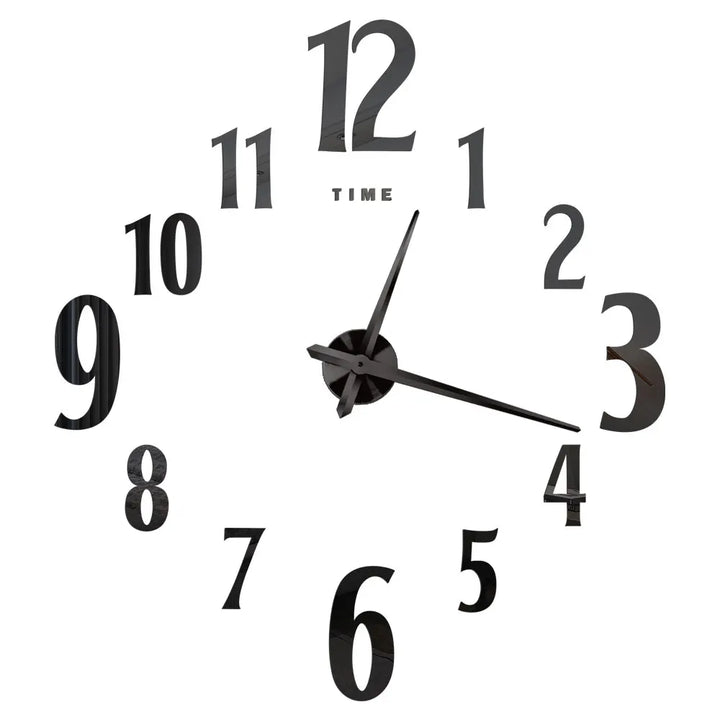 Big Wall Clock DIY 3D Self Adhesive Mirrored Acrylic Wall Clock For Kitchen Dining Room Living Room Creative Home Decor | Bowlift