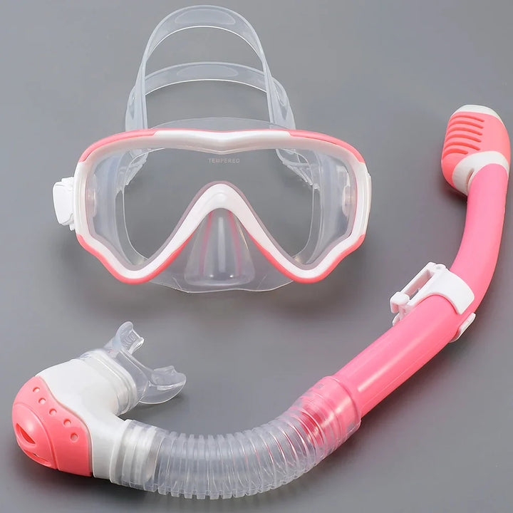 BowLift | AquaJuni Kids Diving Mask with Snorkel | Anti-Fog & Leak-Proof | Tempered Glass & Silicone | For Boys & Girls 7–15 Years