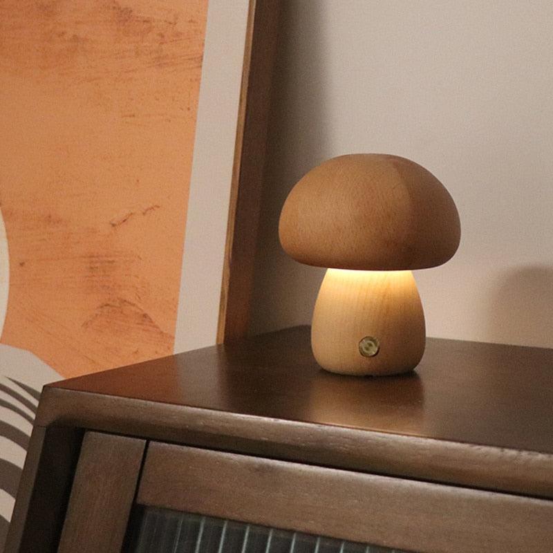 BowLift | Wooden LED Table Lamp Mushroom Glow