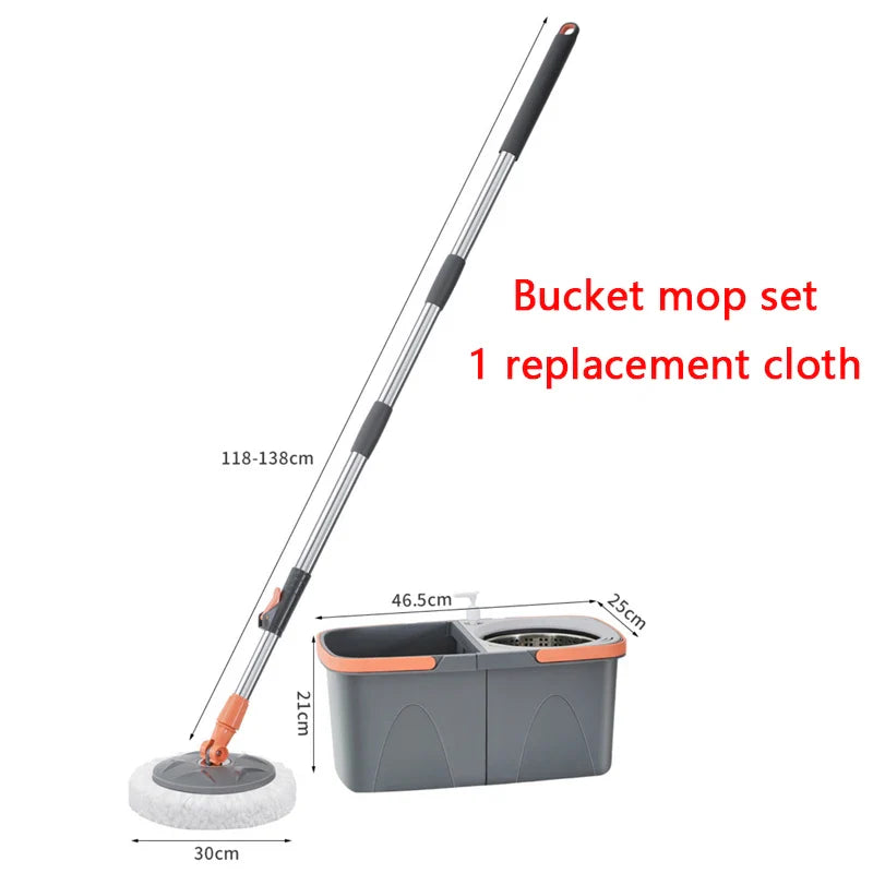 BowLift | Dual chamber mop with double chamber bucket | 138 cm stainless steel handle | 360° swivel head | For tiles, wood & laminate