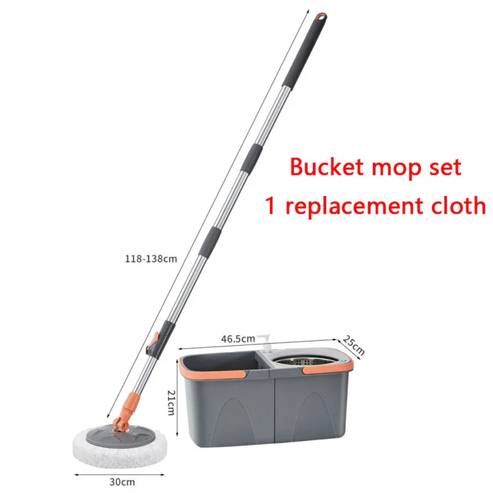 BowLift | Dual chamber mop with double chamber bucket | 138 cm stainless steel handle | 360° swivel head | For tiles, wood & laminate