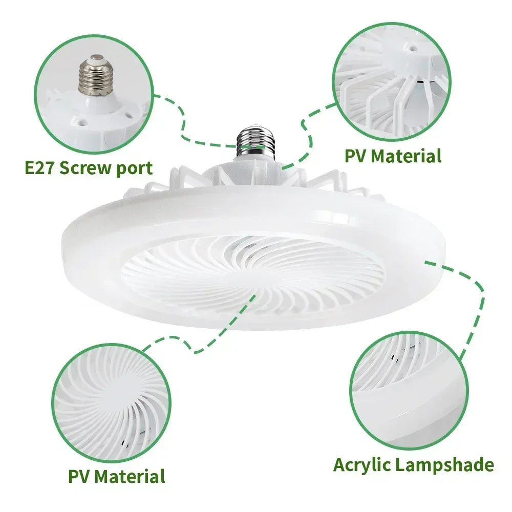 Upgrade Your Living Space with the Smart Remote Control Ceiling Fan - LED Lighting and E27 Converter Base Included for Ultimate Convenience | Bowlift