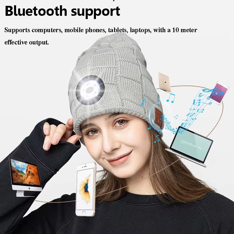 BowLift | Wireless Bluetooth Music Beanie with Built‑In Headphones and LED Light