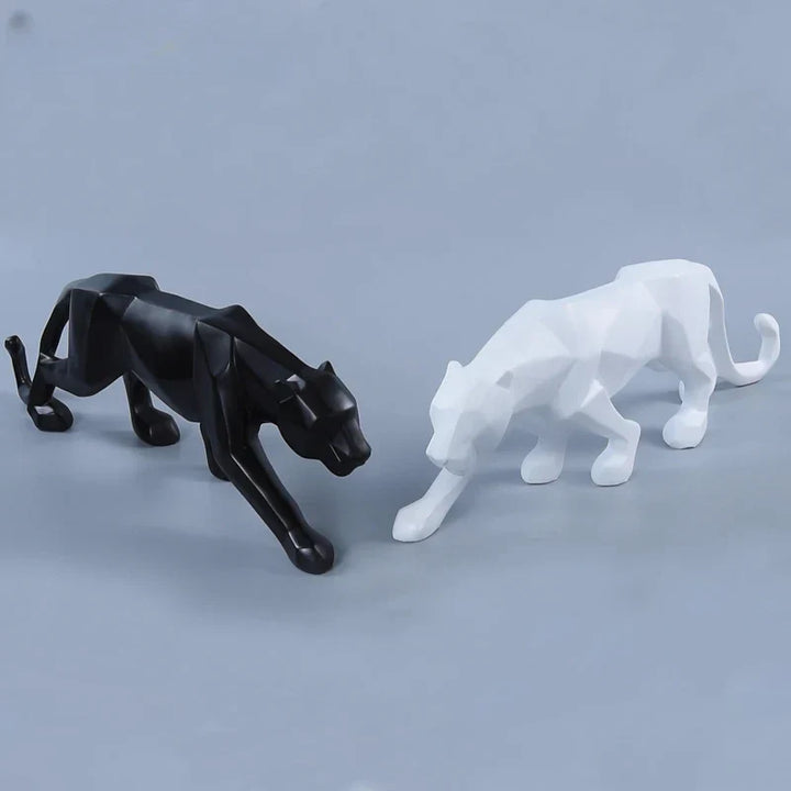 BowLift | Panther Statue, Animal Figure, Abstract Geometric Style, Resin, Leopard Sculpture, Home Office, Desktop Decoration, Crafts