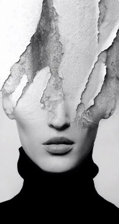 Modern Abstract Portrait Superimposition Landscape Wall Art Fine Art Canvas Prints Black White Pictures For Modern Living Room Entranceway Foyer Art Decor (Unframed) | Bowlift