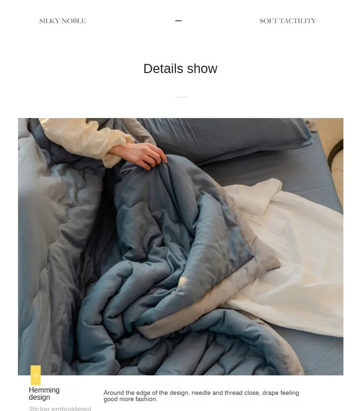2024 Japanese Cotton-Polyester Summer Quilt – Lightweight, Washable, Skin-Friendly Solid Color Quilt | Bowlift