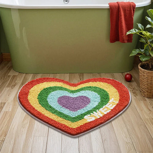 Heart-Shaped Rainbow Tufted Mat | Bowlift