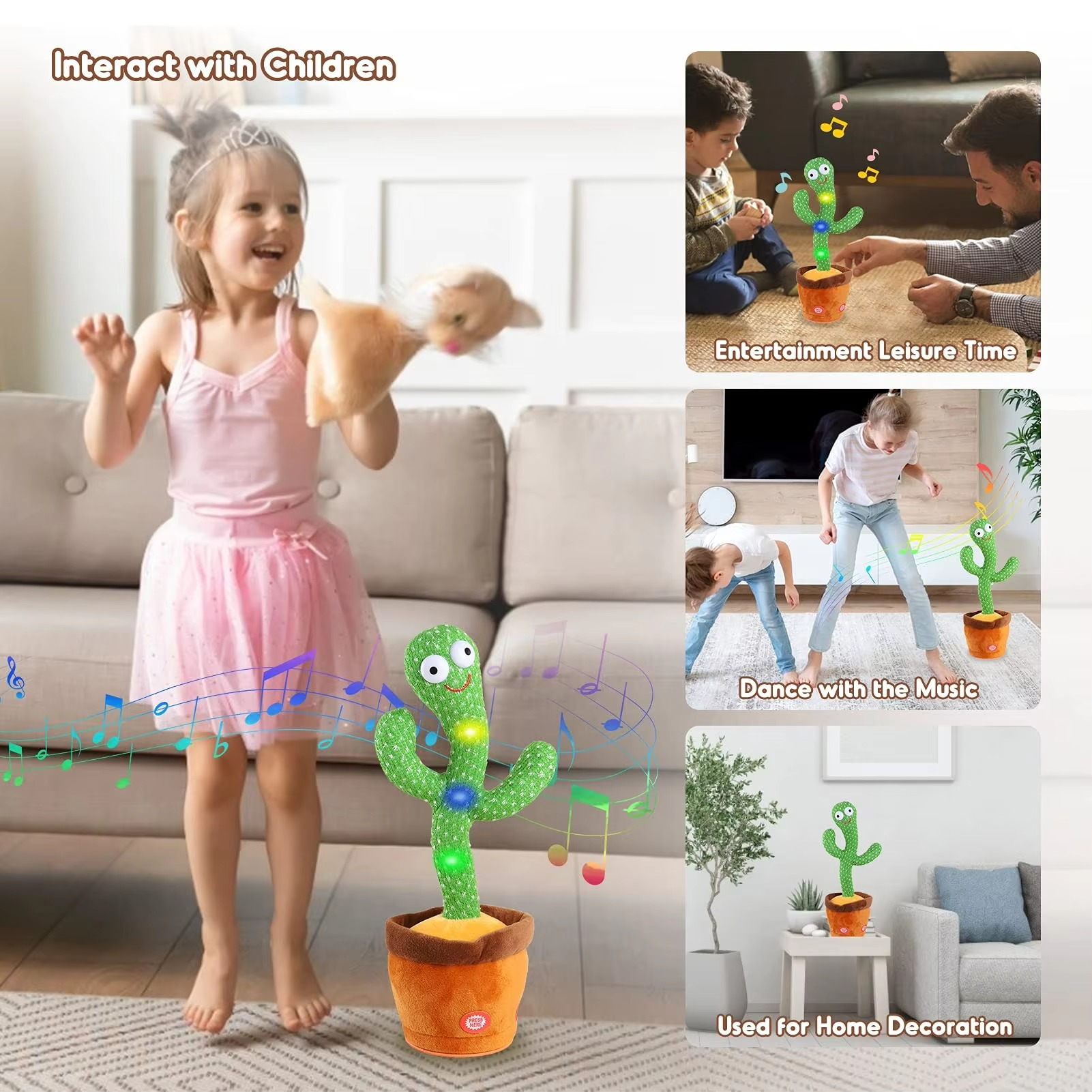 BowLift | Interactive Sing & Dance Cactus Plush Toy with 120 Songs