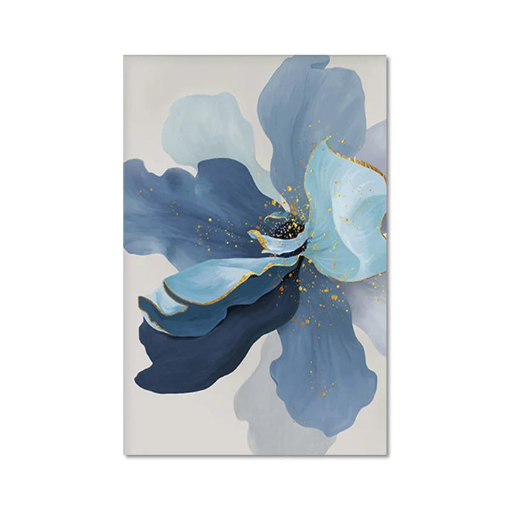 Big Blue Petal Floral Wall Art Fine Art Canvas Prints Modern Botanical Abstract Pictures For Living Room Bedroom Dining Room Art Decor | Bowlift
