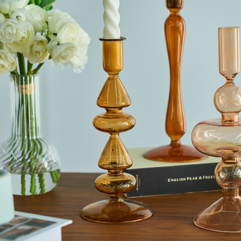 Amber Modern Glass Candle Holder | Bowlift