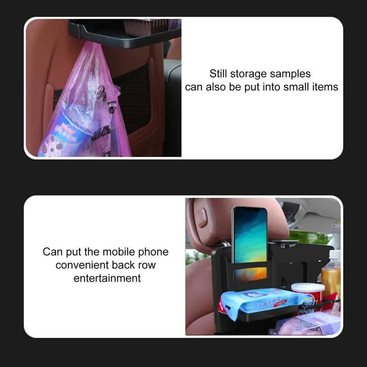 BowLift | Multipurpose Foldable Car Headrest Tray