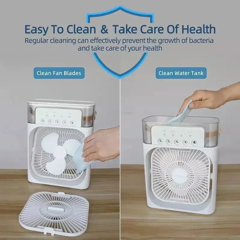 3 In 1 Fan AIr Conditioner Household Small Air Cooler LED Night Light Portable Humidifier Air Adjustment Fan Office Home Fan New | Bowlift