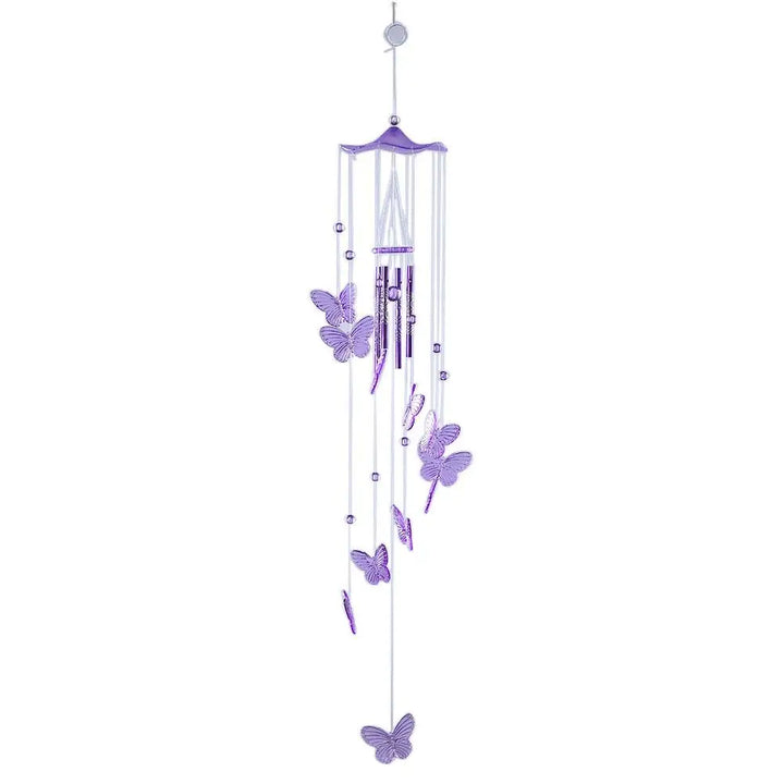 BowLift | Klangverve Wind Chime "Air Kiss" | Romantic Sound Games with Butterfly & Bell | 55 cm Metal Decor for Garden, Balcony & Window