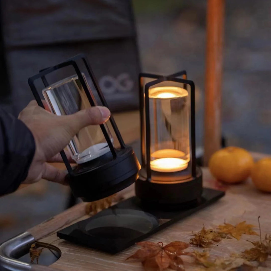 Rechargeable wireless table lamp with crystal glass - Portable LED light for indoor and outdoor areas | Bowlift