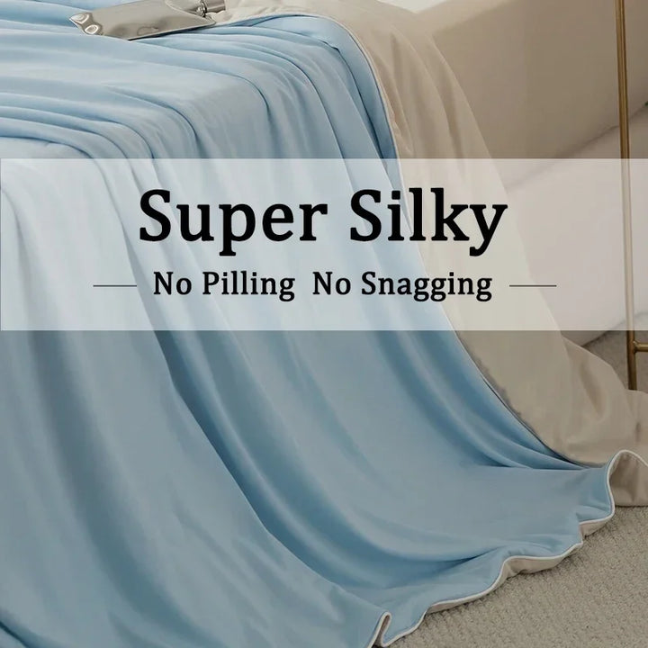 Air Condition Summer Comforter — Pure Color Ice Silk Cooling Blanket, Lightweight & Smooth Twin/King Size Quilt | Bowlift