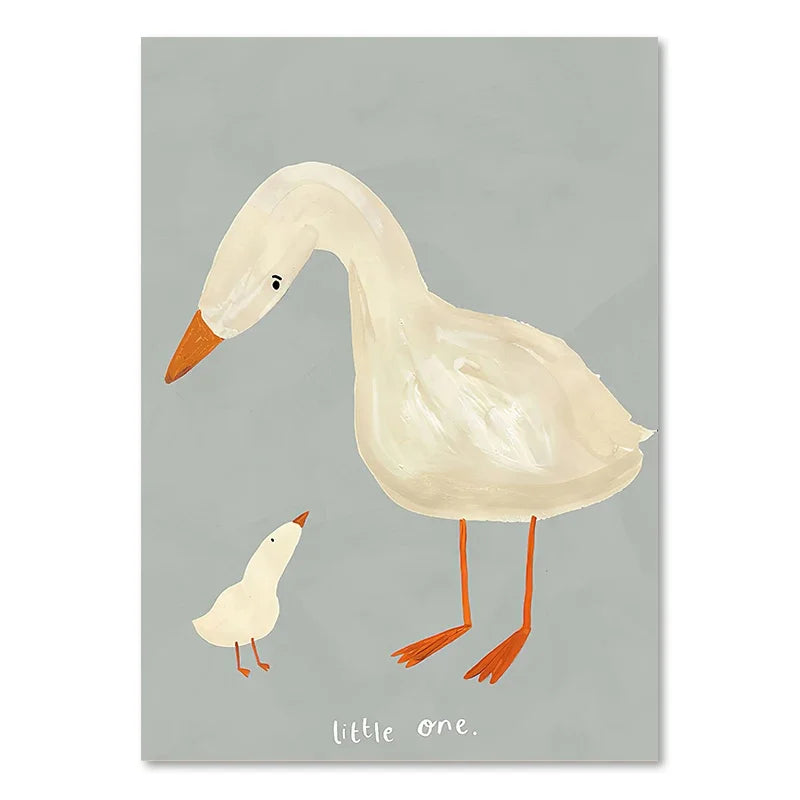 Cute Baby Animals Nursery Wall Art Illustrations Fine Art Canvas Prints Geese Mouse Lion Polar Bear Poster Pictures For Baby's Room Wall Decor | Bowlift