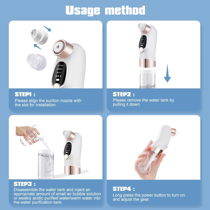 BowLift | Electric Bubble Blackhead Remover with USB Rechargeable Suction and Water Cycle Technology