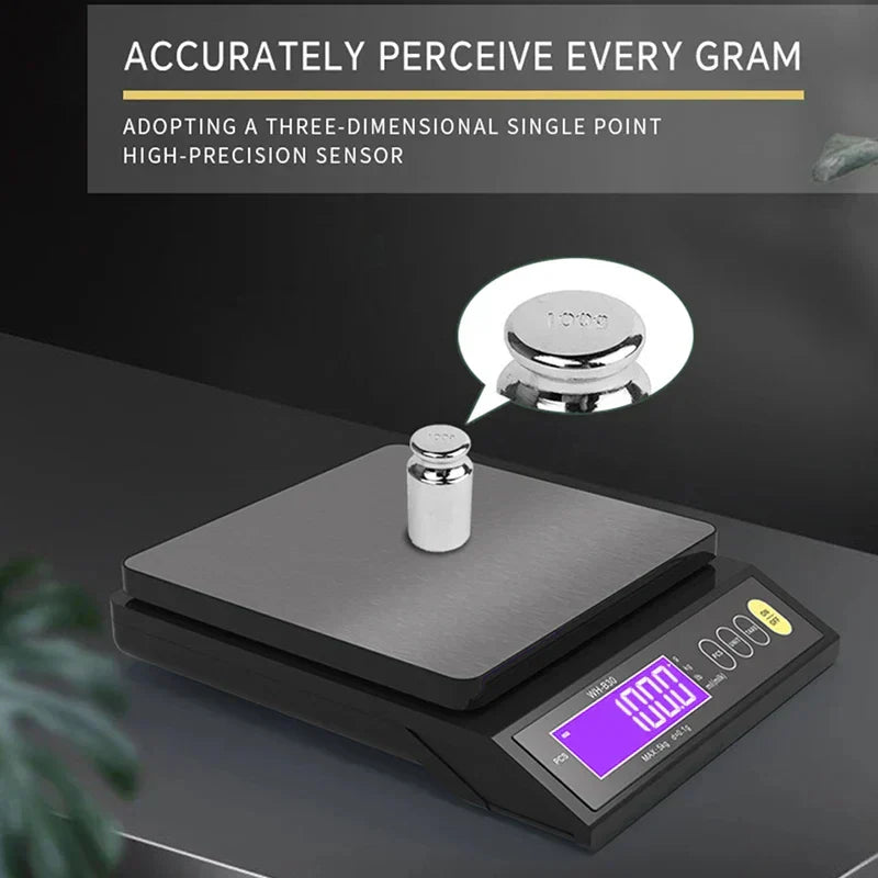BowLift | 5 kg/0.1 g and 10 kg/1 g digital electronic kitchen scale, LCD display, fully waterproof stainless steel weighing tool for baking