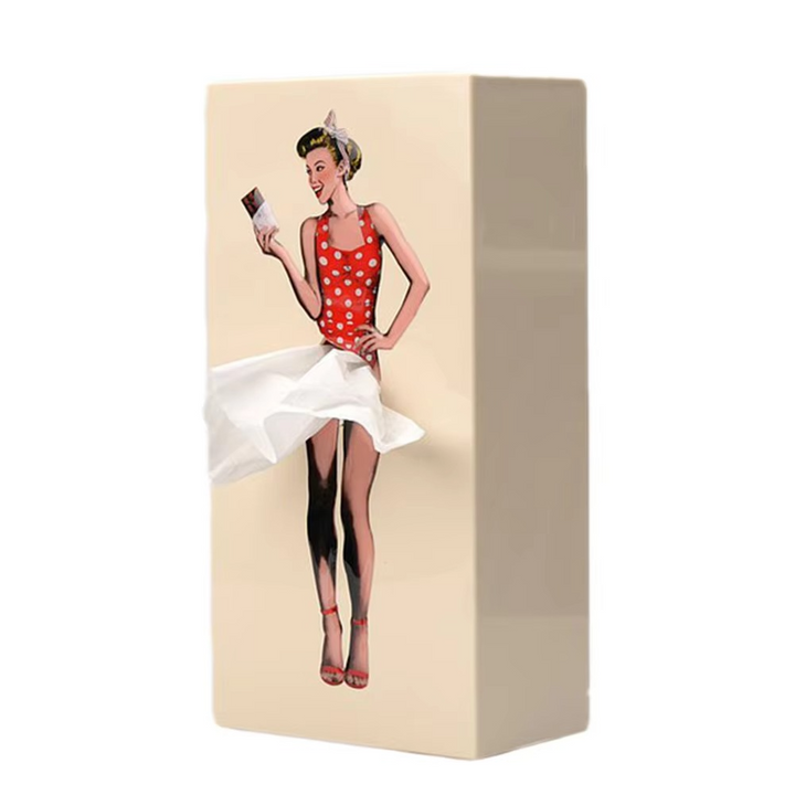 BowLift | Retro Rectangular Facial Tissue Box Case for Vanity, Countertop, or Nightstand