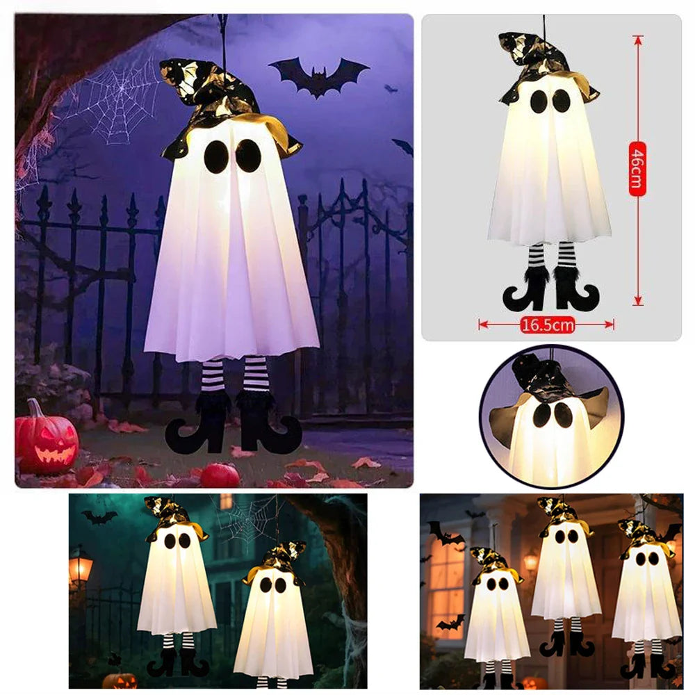 BowLift | Glow Ghost SpookyShine | LED Hanging Ghosts | Halloween Decoration | Indoor & Outdoor | 1/2/3 Pieces