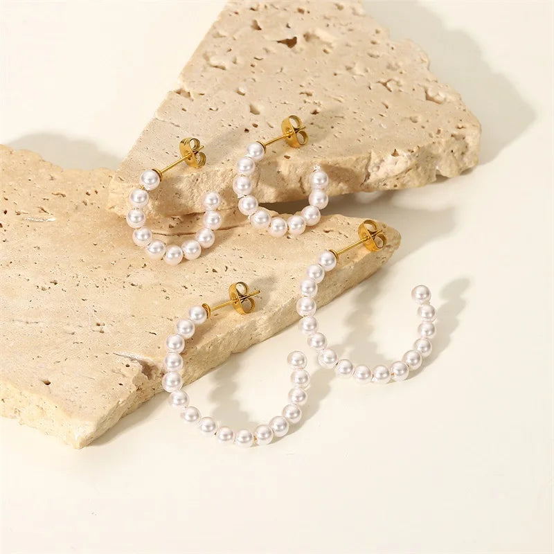 BowLift | Elegant C Hoop Pearl Earrings