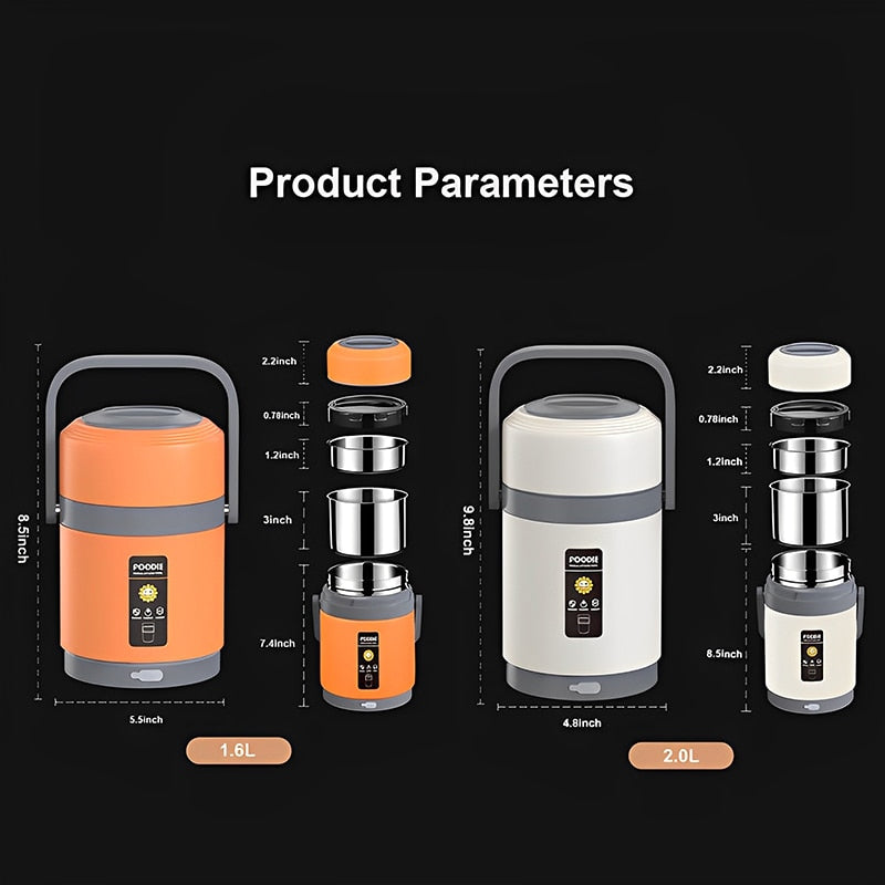 BowLift | USB Heated Lunch Box | 304 Stainless Steel, Portable Food Warmer