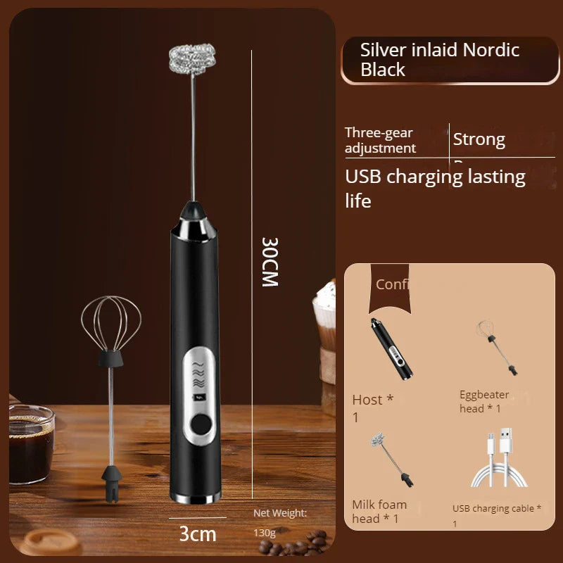 BowLift | CREMIX Electric Milk Frother & Mixer | 3 Speeds | Double Attachment Made of Stainless Steel | USB Charging