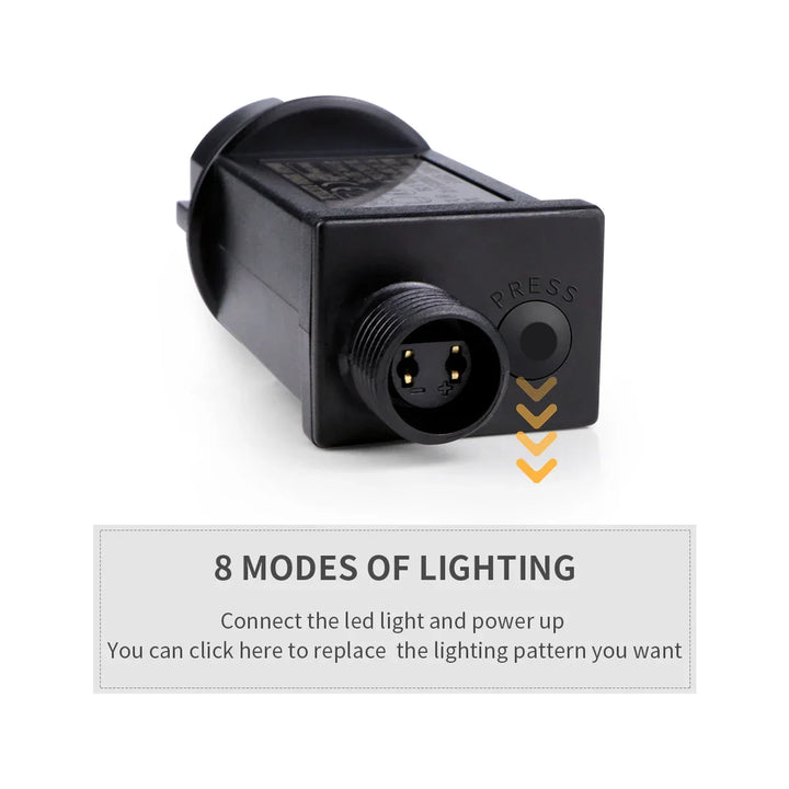 BowLift | LuminaraX | LED string lights outdoor 24V | 8 lighting modes | Waterproof IP65 | 10–100 m | For garden, home & Christmas decoration