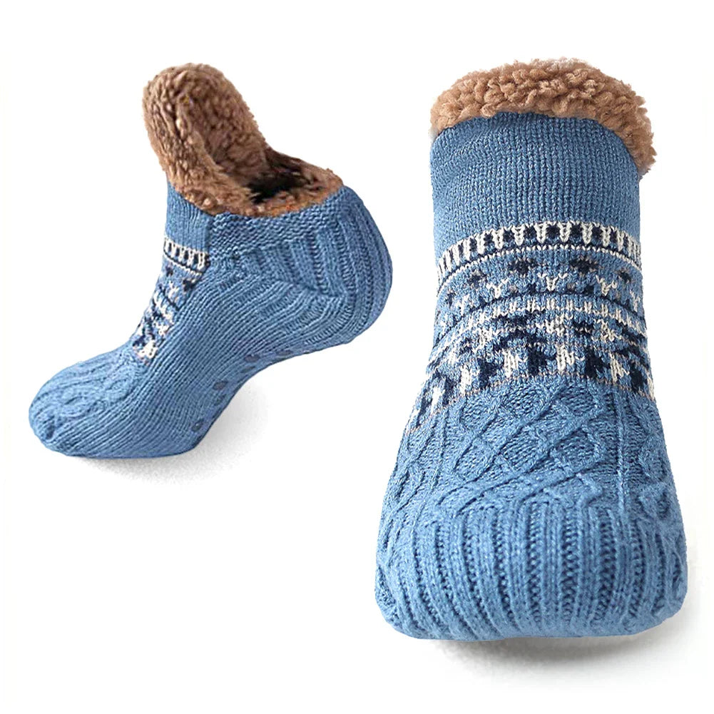 BowLift | North Cottage | Thermal House Socks Winter | Non-slip Cozy Socks for Women & Men | Thickly Lined & Extra Warm | Soft Anti-Slip Bed Socks for Home & Christmas