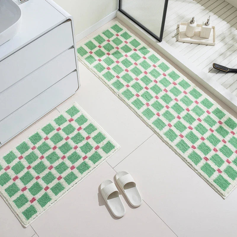 Long Tufting Grids Bathroom Mat | Bowlift