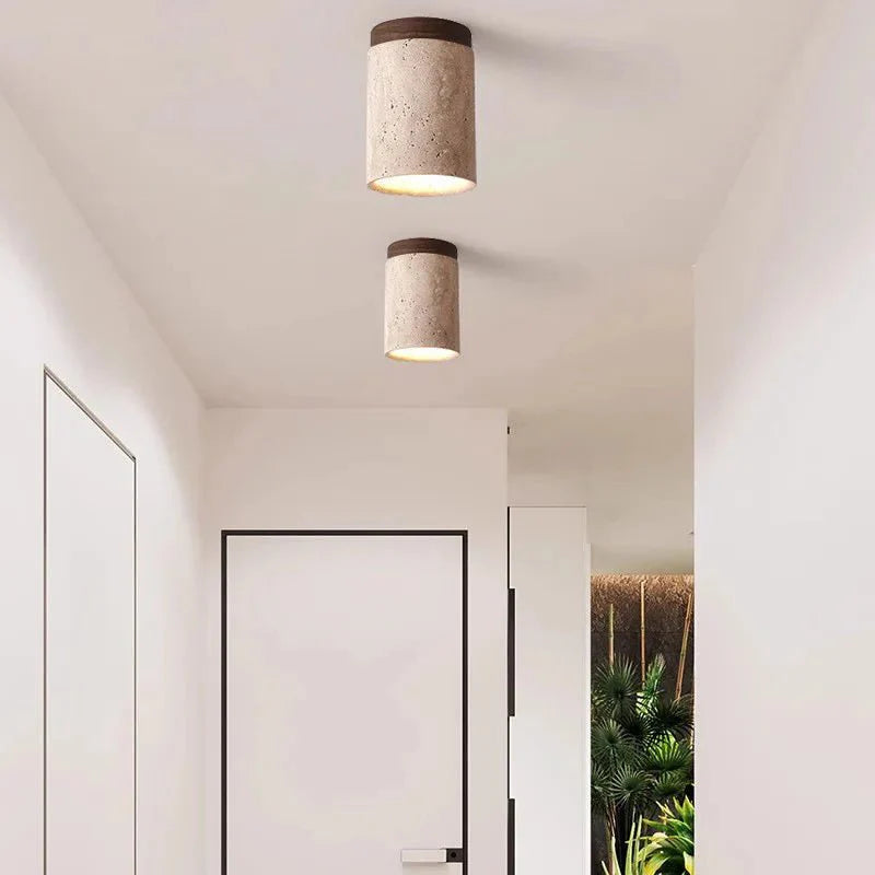 BowLift | Travertine ceiling light - Refined elegance - Soft light - Unique design