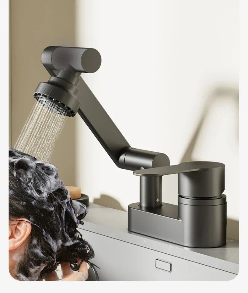 Aqua Twist Duo-Flex Basin Mixer – 360° swiveling two-hole faucet for hot and cold water Bowlift