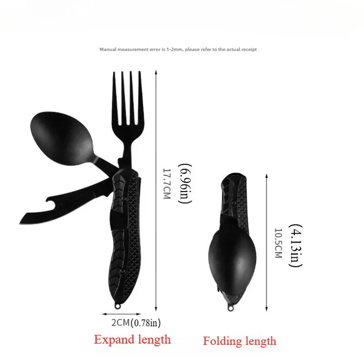 BowLift | TrailTool 3-in-1 Cutlery | Foldable & Durable | Stainless Steel with Handle | For Camping & Outdoor
