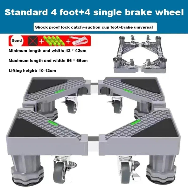 BowLift | Stabilova Adjustable Roll Base for Washing Machine & Refrigerator | With 4 Double Wheels & Shock Absorption | Height Adjustable & Load-Bearing