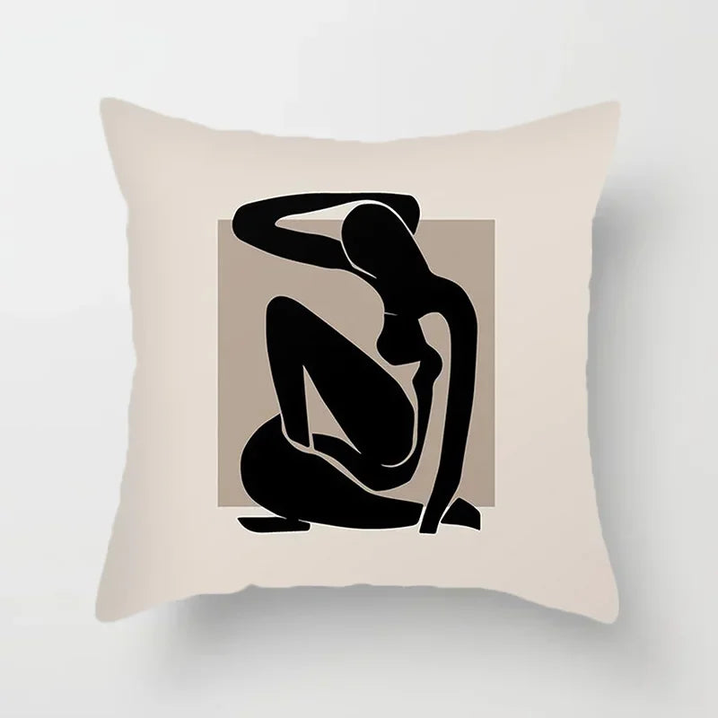 BowLift | Aurum Cushion Cover - Modern Black-White Cushion Cover with Abstract Art Print