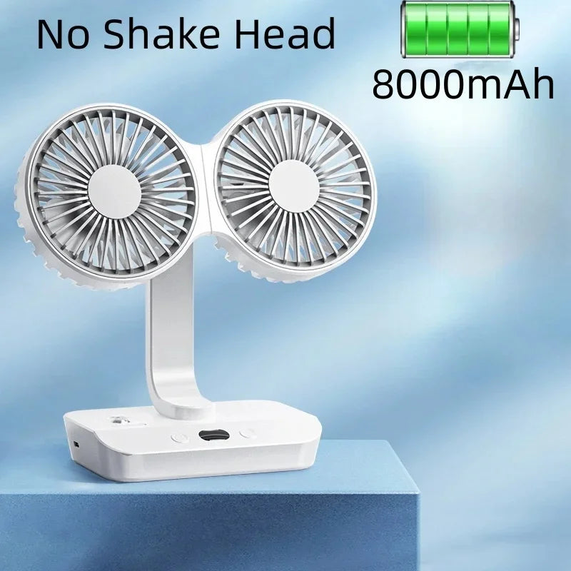 BowLift | Brisano Table Fan Cordless | 8000mAh Battery | 90° Adjustable & 4-Speed Wind | LED Display & USB Charging