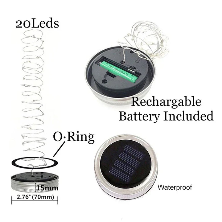 BowLift | GlowJar Solar Deck Lights | Solar Powered | Warm White LED Fairy Lights | For Garden & Balcony