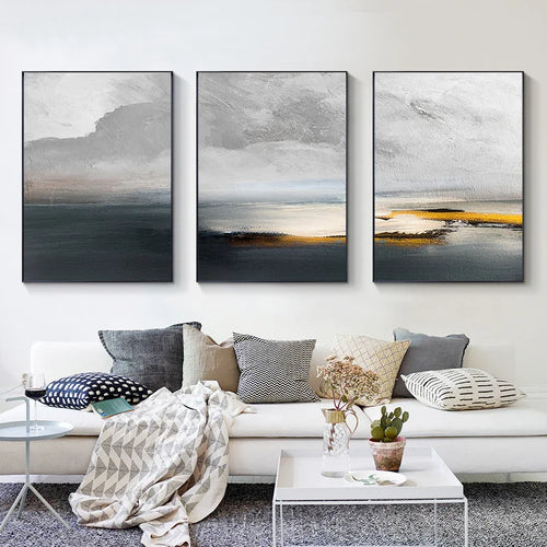 Sunset Lake Landscape Abstract Wall Art Fine Art Canvas Prints Pictures For Modern Apartment Living Room Home Office Art Decor | Bowlift