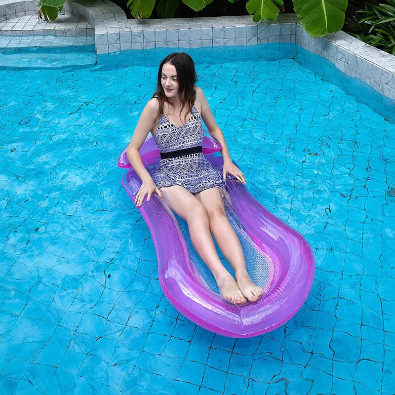BowLift | AquaLiva Inflatable Swimming Lounger Rooxin | Ergonomic Pool Air Mattress with Mesh & Armrests | For Pool, Lake & Beach