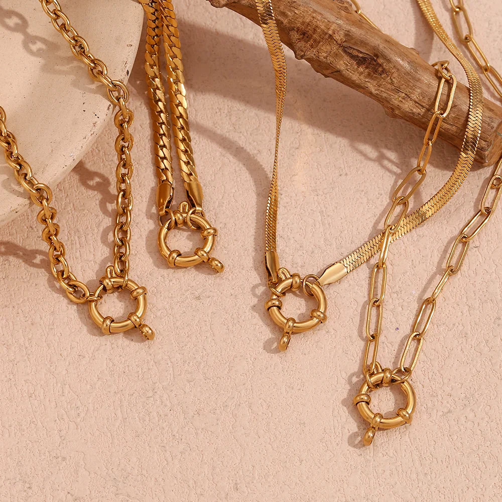 BowLift | 18k Anchor Wheel Clasp Chain Necklaces